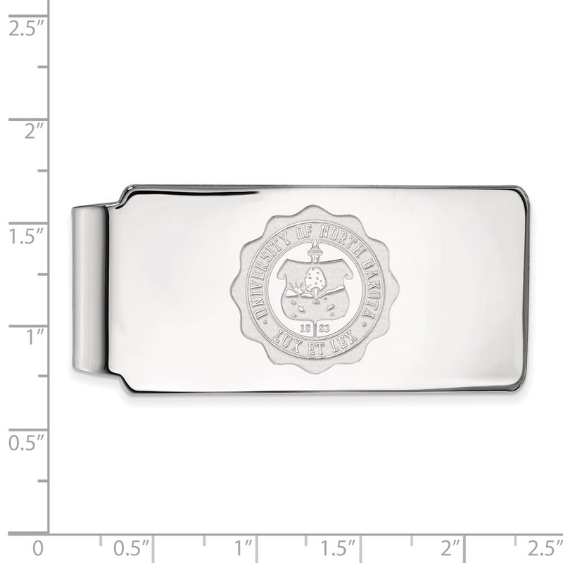Sterling Silver Rhod-Pltd Logoart U. of North Dakota Crest Money Clip