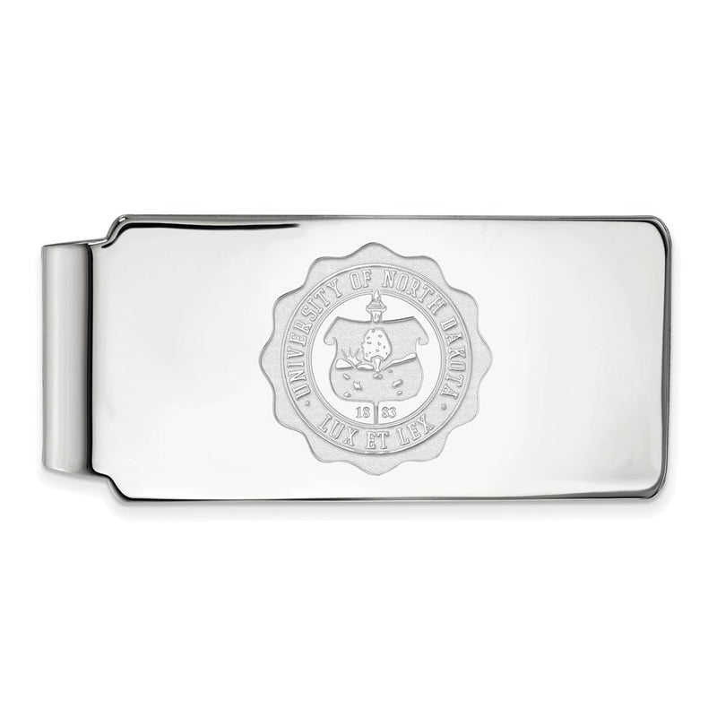 Sterling Silver Rhod-Pltd Logoart U. of North Dakota Crest Money Clip