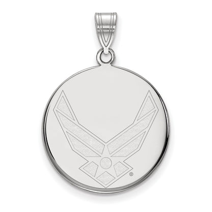 Sterling Silver Rhod-Pltd Logoart U.s. Air Force Large Disc Pendant