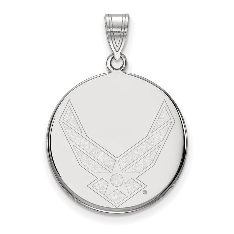 Sterling Silver Rhod-Pltd Logoart U.s. Air Force Large Disc Pendant