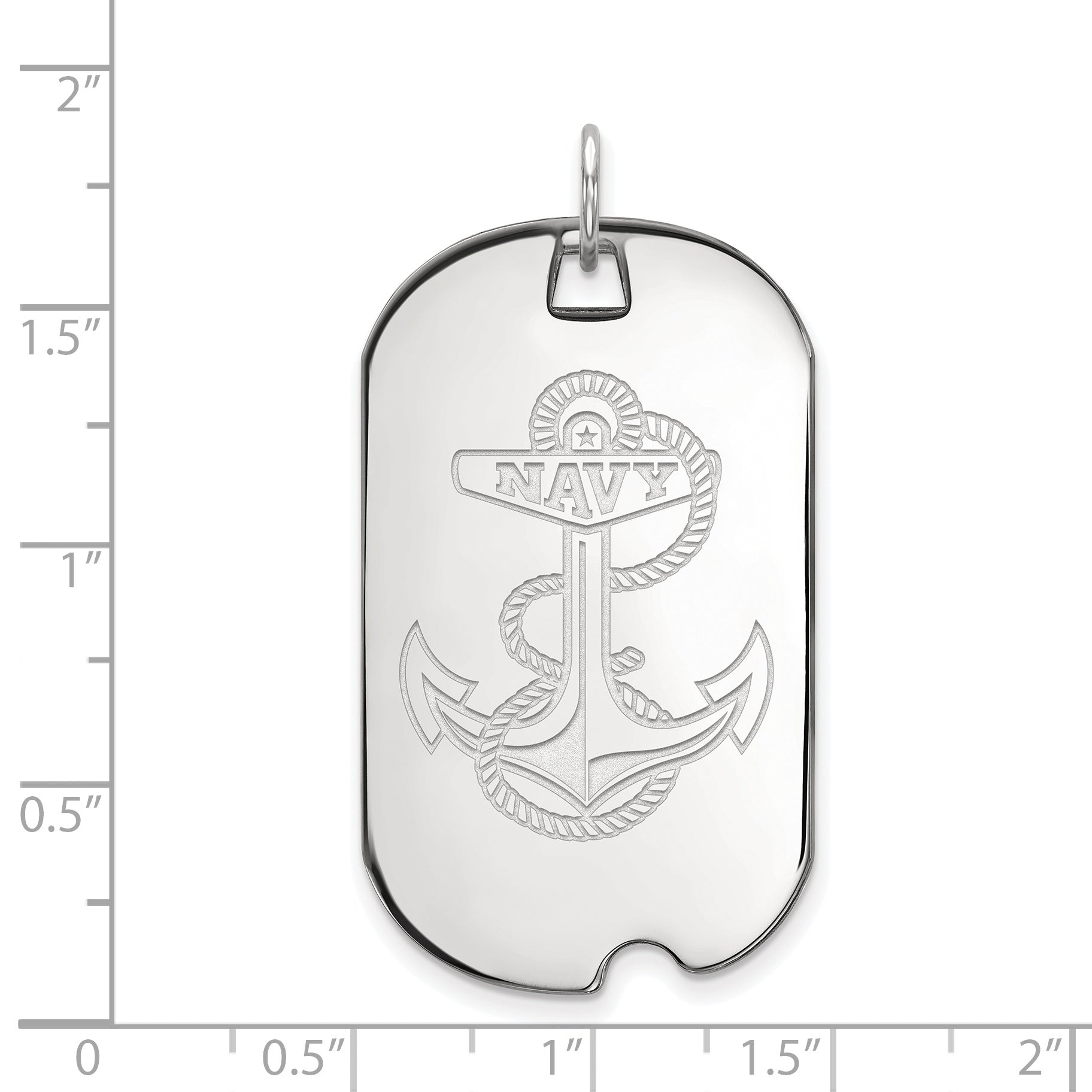 10K White Gold Logoart Us Naval Academy Anchor Large Dog Tag Pendant