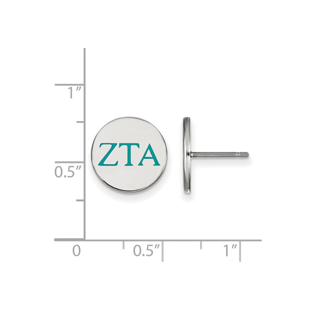 Sterling Silver Rhodium Plated Logoart Zeta Tau Alpha Sorority Greek Letters Color Enamel Post Earrings