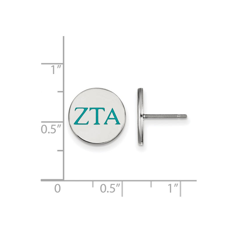 Sterling Silver Rhodium Plated Logoart Zeta Tau Alpha Sorority Greek Letters Color Enamel Post Earrings