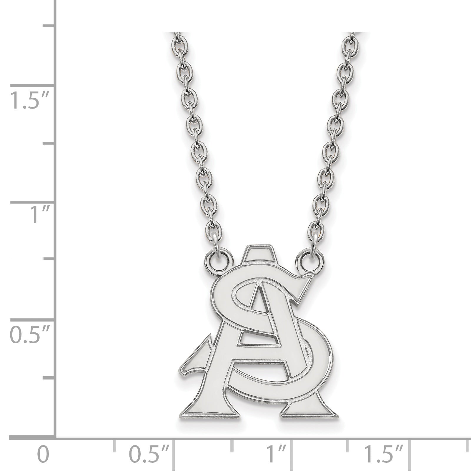 Sterling Silver Rhodium Plated Logoart Arizona State University A S Large Pendant 18 Inch Necklace