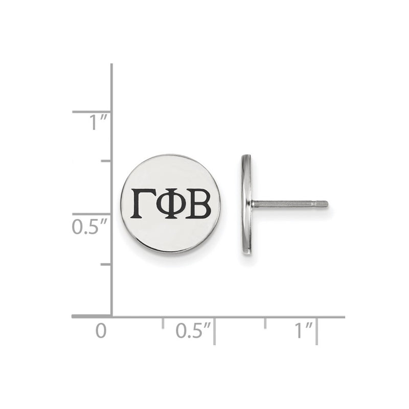Sterling Silver Rhodium Plated Logoart Gamma Phi Beta Sorority Greek Letters Black Enamel Post Earrings
