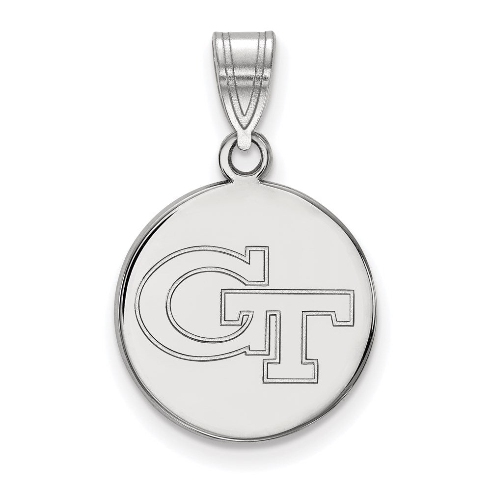 10K White Gold Logoart Georgia Institute Of Technology G T Medium Disc Pendant
