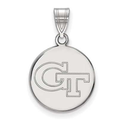 10K White Gold Logoart Georgia Institute Of Technology G T Medium Disc Pendant