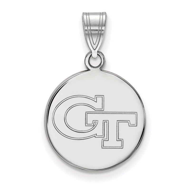 10K White Gold Logoart Georgia Institute Of Technology G T Medium Disc Pendant