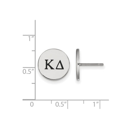 Sterling Silver Rhodium Plated Logoart Kappa Delta Sorority Greek Letters Black Enamel Post Earrings
