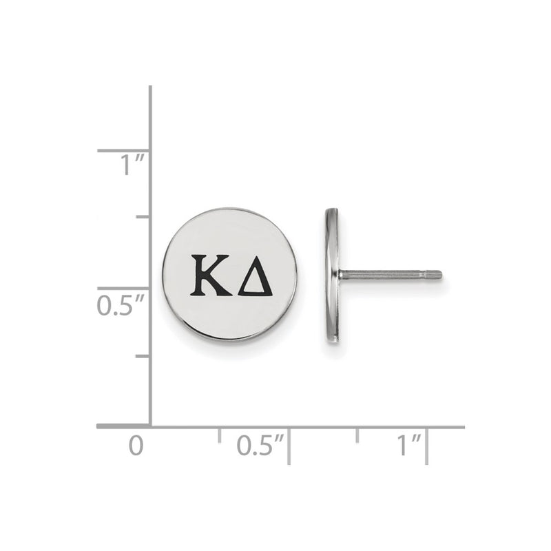 Sterling Silver Rhodium Plated Logoart Kappa Delta Sorority Greek Letters Black Enamel Post Earrings