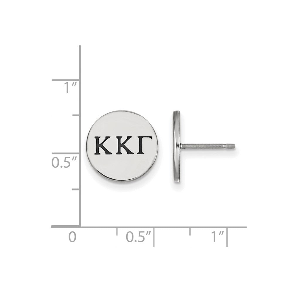 Sterling Silver Rhodium Plated Logoart Kappa Gamma Sorority Greek Letters Black Enamel Post Earrings