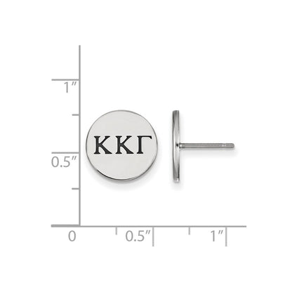 Sterling Silver Rhodium Plated Logoart Kappa Gamma Sorority Greek Letters Black Enamel Post Earrings