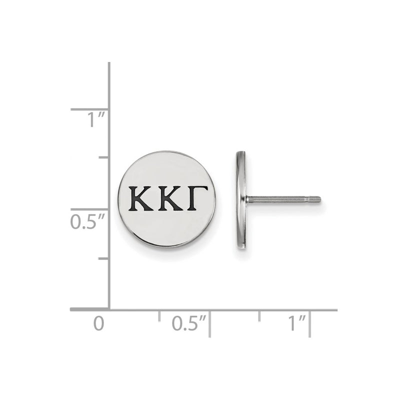 Sterling Silver Rhodium Plated Logoart Kappa Gamma Sorority Greek Letters Black Enamel Post Earrings