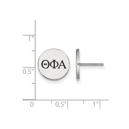 Sterling Silver Rhodium Plated Logoart Theta Phi Alpha Sorority Greek Letters Black Enamel Post Earrings