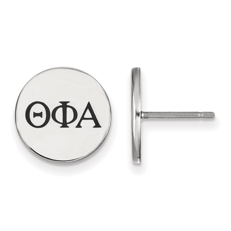 Sterling Silver Rhodium Plated Logoart Theta Phi Alpha Sorority Greek Letters Black Enamel Post Earrings