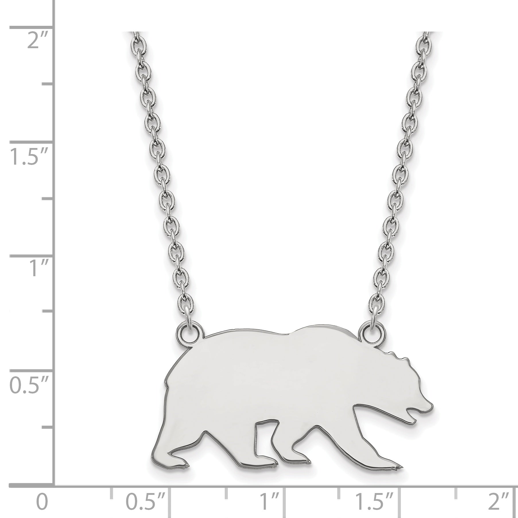 10K White Gold Logoart University Of California Berkeley Bear Large Pendant 18 Inch Necklace