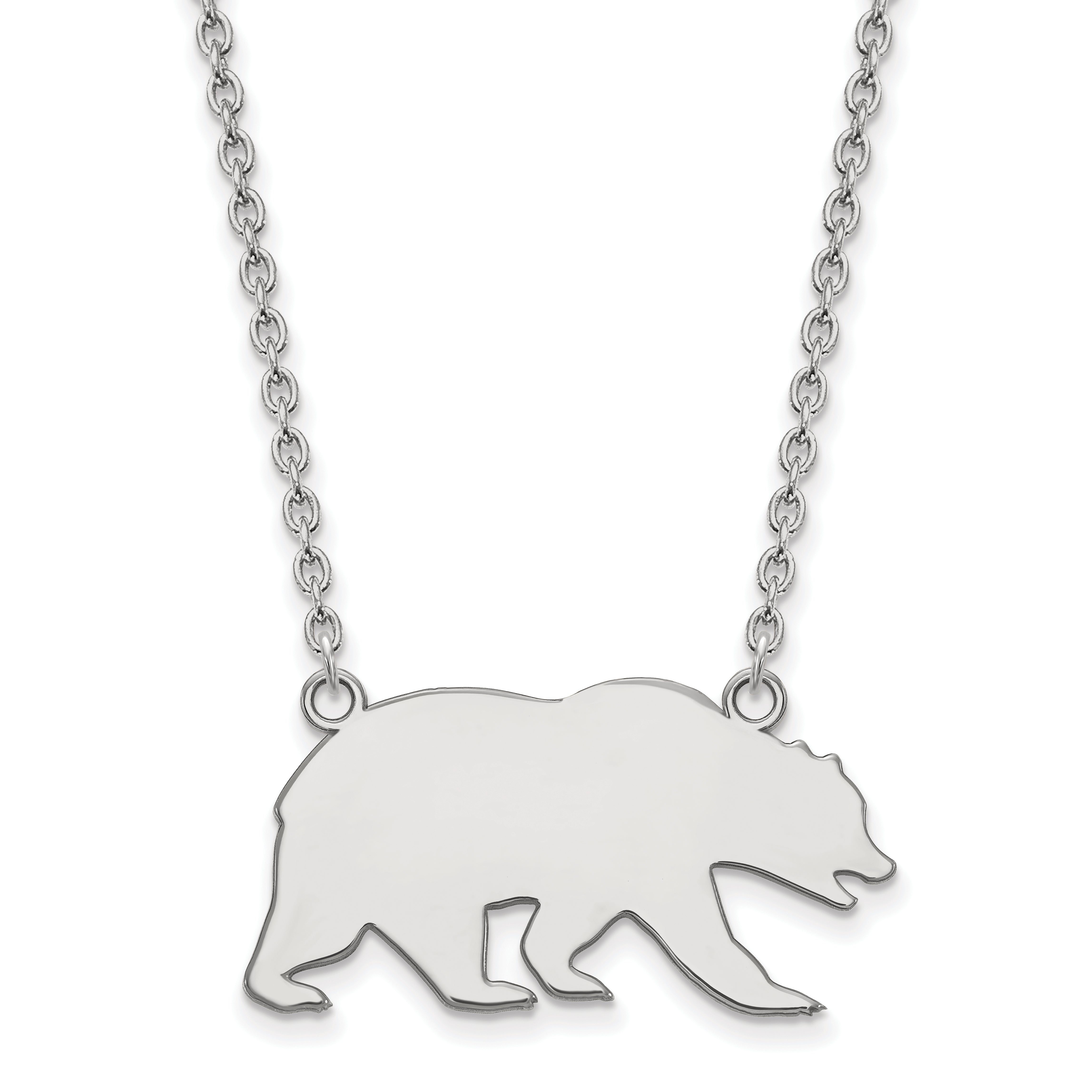 10K White Gold Logoart University Of California Berkeley Bear Large Pendant 18 Inch Necklace