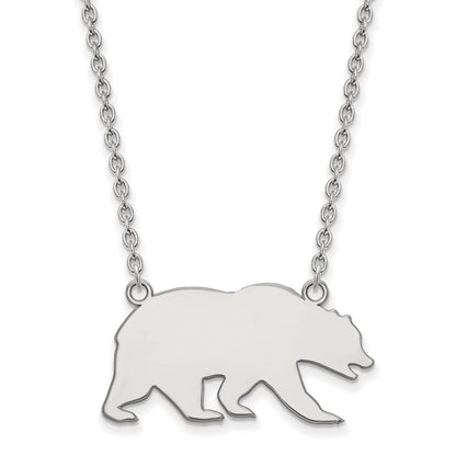 10K White Gold Logoart University Of California Berkeley Bear Large Pendant 18 Inch Necklace