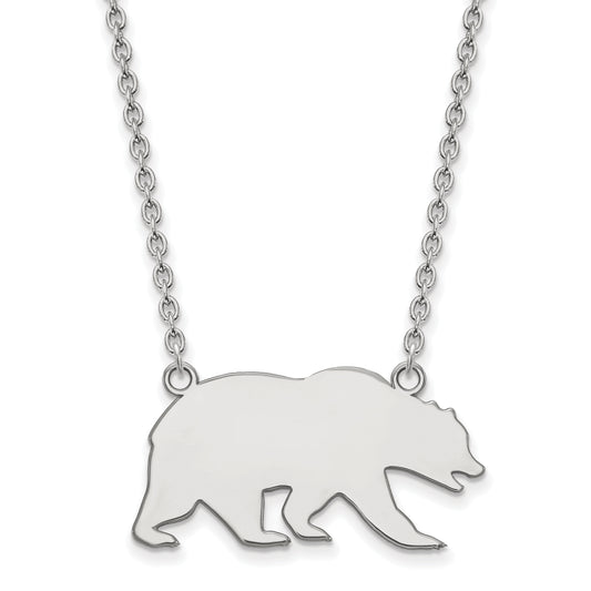 10K White Gold Logoart University Of California Berkeley Bear Large Pendant 18 Inch Necklace