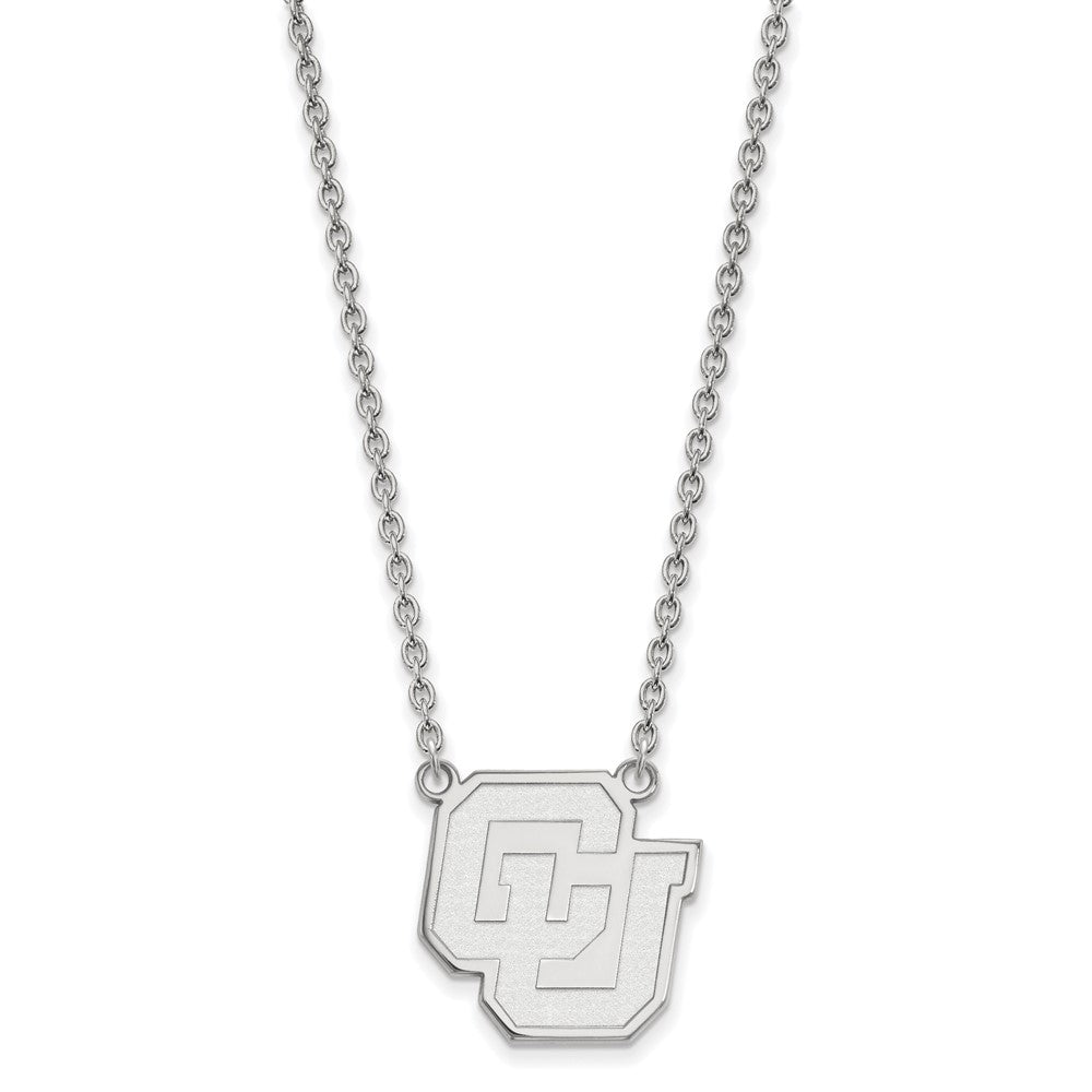 10K White Gold Logoart University Of Colorado C U Large Pendant 18 Inch Necklace