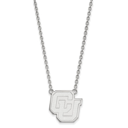 10K White Gold Logoart University Of Colorado C U Large Pendant 18 Inch Necklace