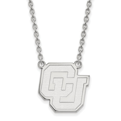 10K White Gold Logoart University Of Colorado C U Large Pendant 18 Inch Necklace