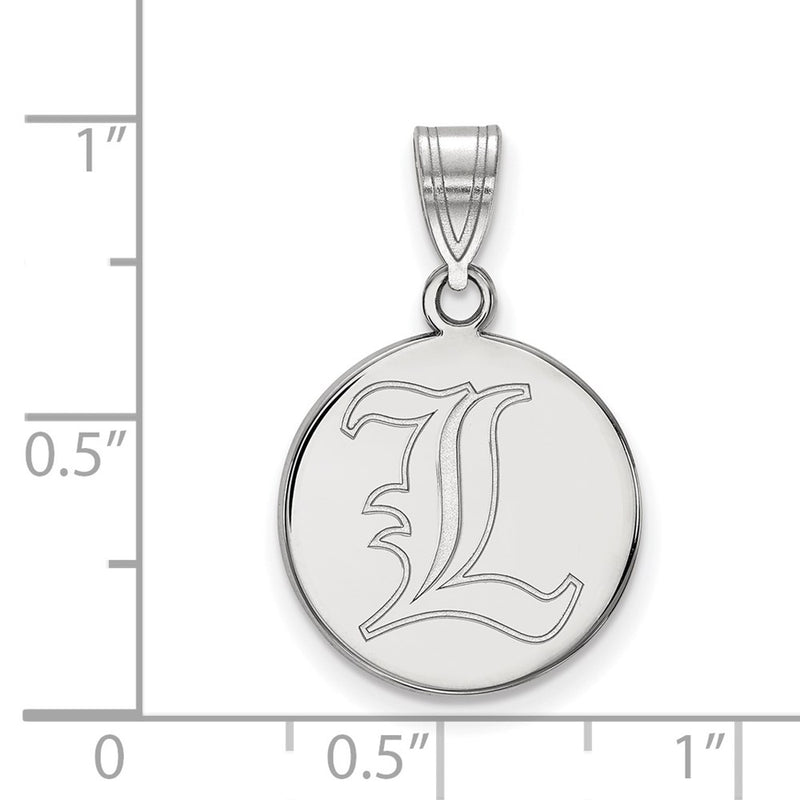 Sterling Silver Rhodium Plated Logoart University Of Louisville Letter L Medium Disc Pendant