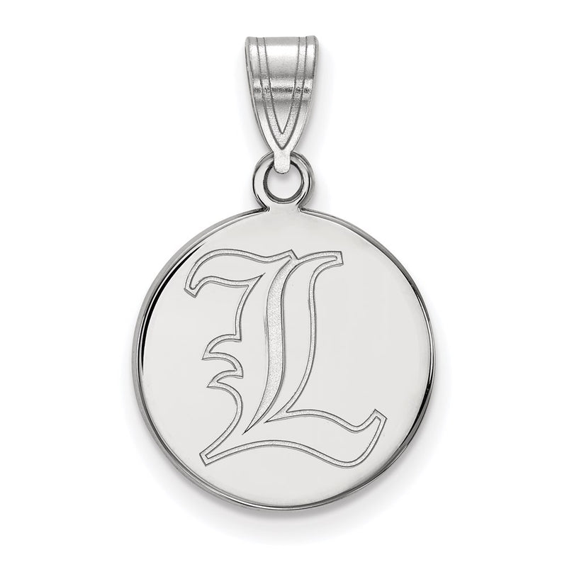 10K White Gold Logoart University Of Louisville Letter L Medium Disc Pendant