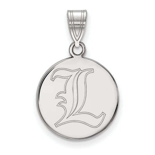 10K White Gold Logoart University Of Louisville Letter L Medium Disc Pendant
