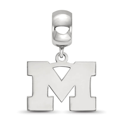 Sterling Silver Rhod-Pltd Logoart University of Michigan Sm Dangle Bead