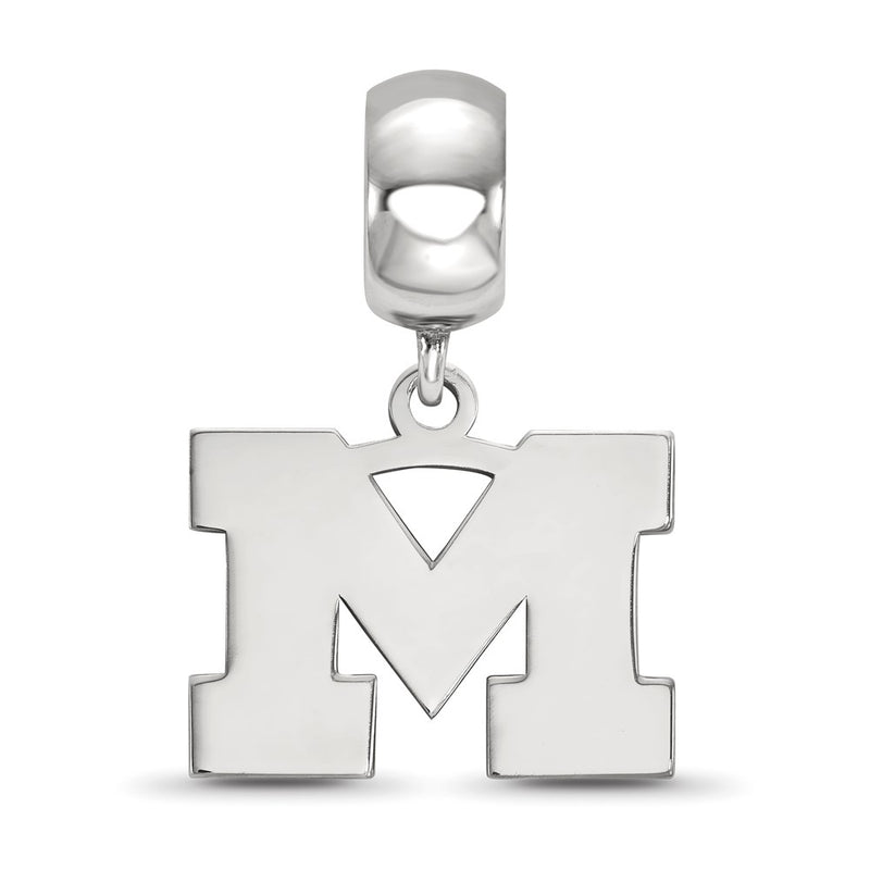 Sterling Silver Rhod-Pltd Logoart University of Michigan Sm Dangle Bead