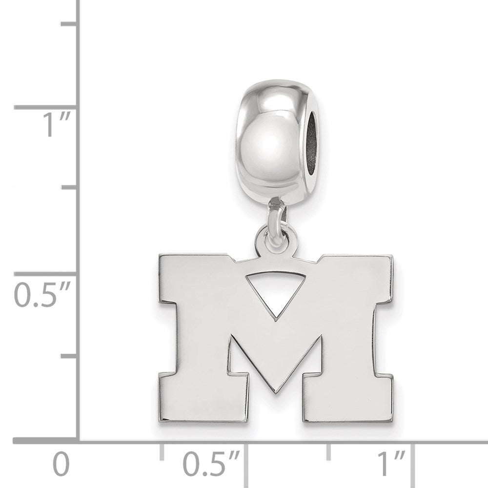 Sterling Silver Rhod-Pltd Logoart University of Michigan Sm Dangle Bead