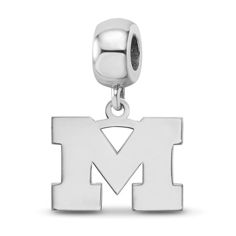 Sterling Silver Rhod-Pltd Logoart University of Michigan Sm Dangle Bead