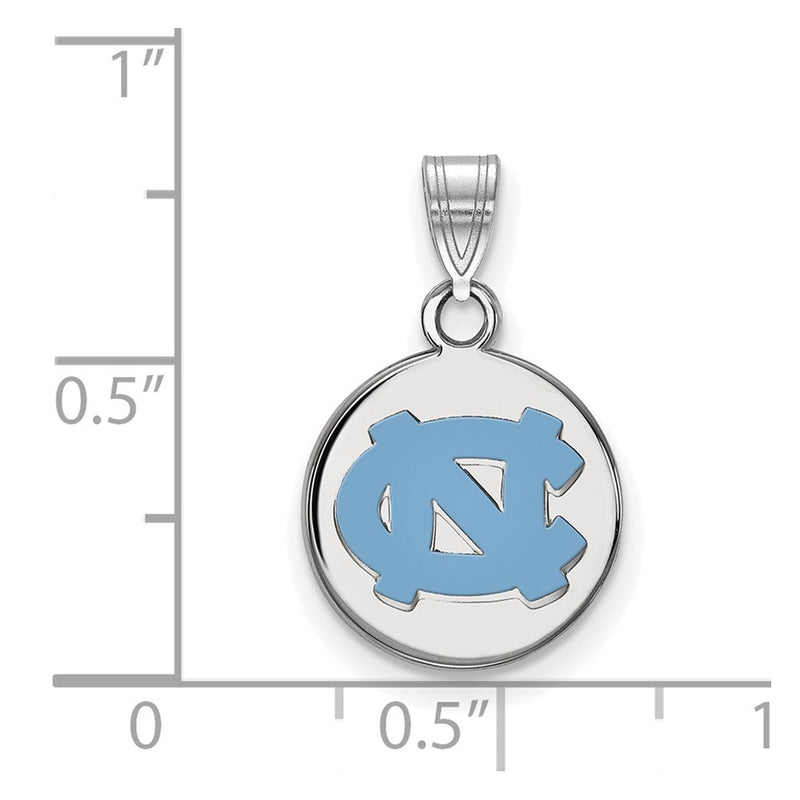 Sterling Silver Rhodium Plated Logoart University Of North Carolina N C Small Enameled Disc Pendant