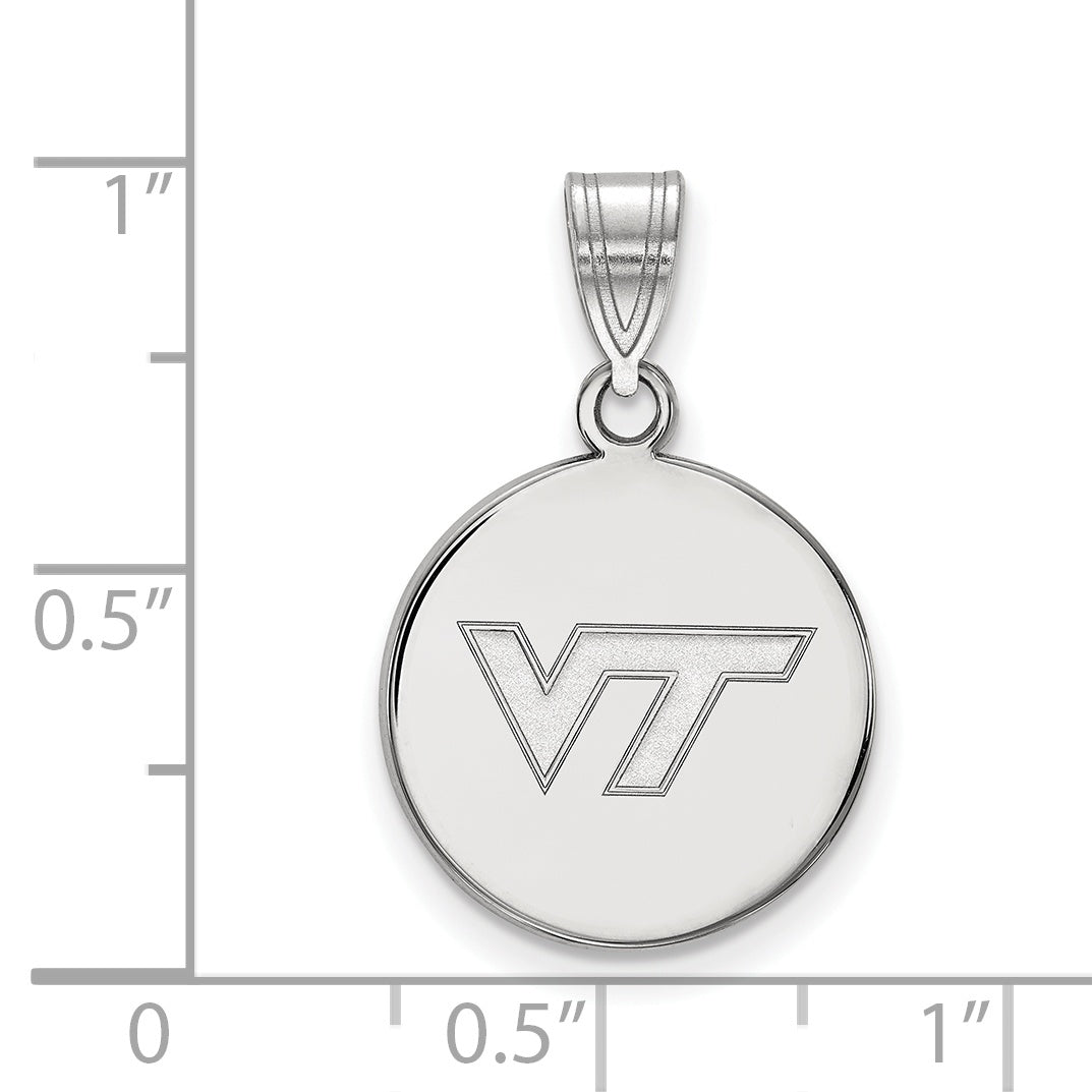 10K White Gold Logoart Virginia Tech V T Medium Disc Pendant