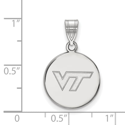 10K White Gold Logoart Virginia Tech V T Medium Disc Pendant