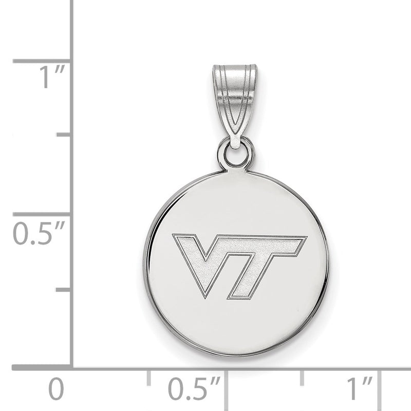 14K White Gold Logoart Virginia Tech V T Medium Disc Pendant