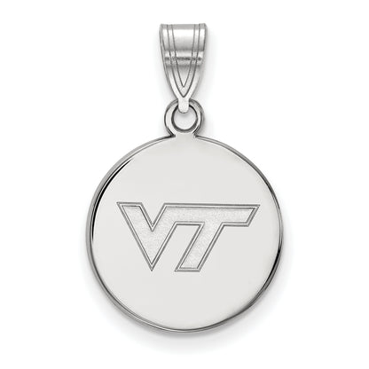 10K White Gold Logoart Virginia Tech V T Medium Disc Pendant