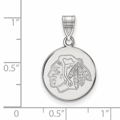 10K White Gold Nhl Logoart Chicago Blackhawks Medium Disc Pendant