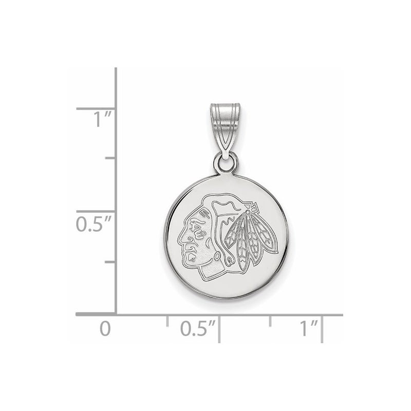 Sterling Silver Rhodium Plated Nhl Logoart Chicago Blackhawks Medium Disc Pendant