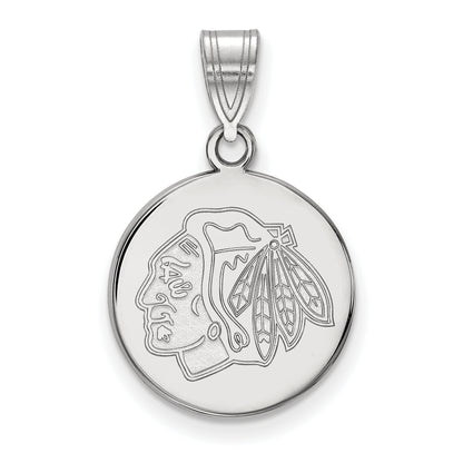 10K White Gold Nhl Logoart Chicago Blackhawks Medium Disc Pendant