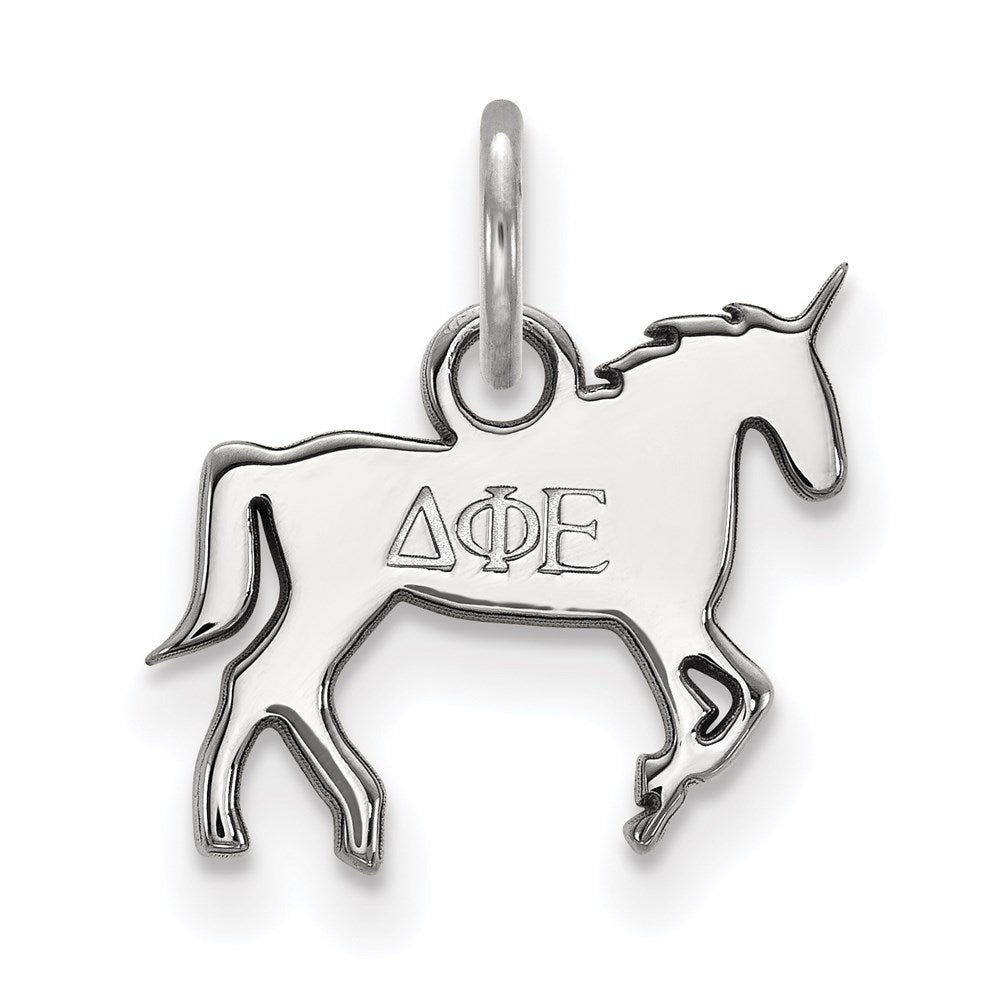 Sterling Silver Rhodium Plated Logoart Delta Phi Epsilon Sorority Symbol Extra Small Pendant