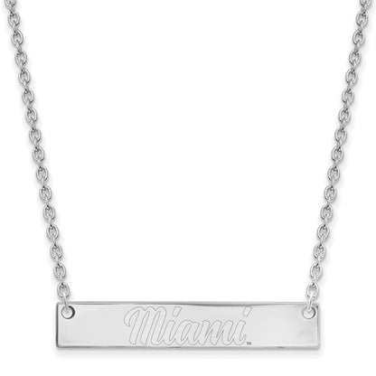 10K White Gold Logoart Miami University Ohio Small Bar 18 Inch Necklace