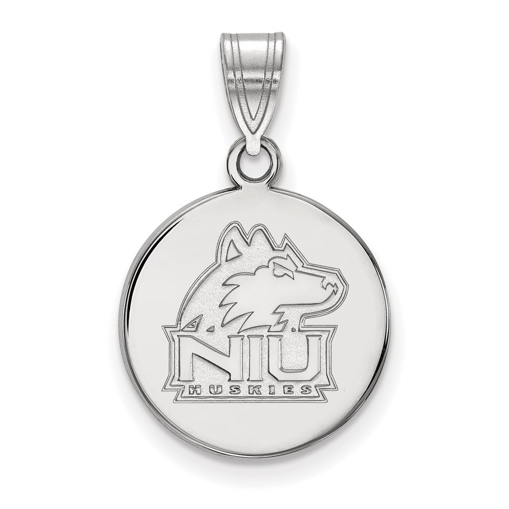 Sterling Silver Rhodium Plated Logoart Northern Illinois University N I U Huskies Medium Disc Pendant