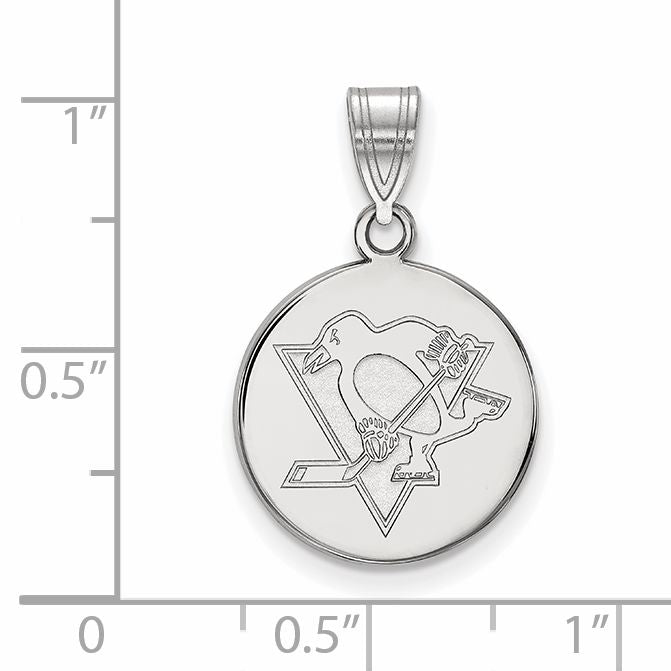 10K White Gold Nhl Logoart Pittsburgh Penguins Medium Disc Pendant