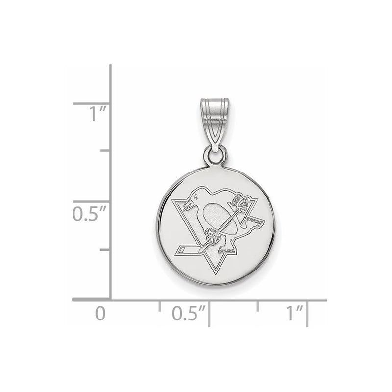 Sterling Silver Rhodium Plated Nhl Logoart Pittsburgh Penguins Medium Disc Pendant