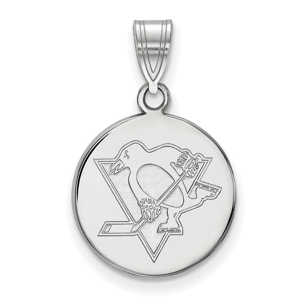 14K White Gold Nhl Logoart Pittsburgh Penguins Medium Disc Pendant