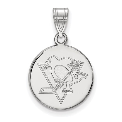14K White Gold Nhl Logoart Pittsburgh Penguins Medium Disc Pendant