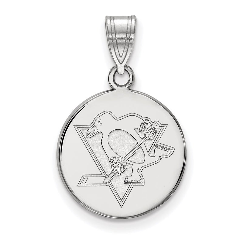 14K White Gold Nhl Logoart Pittsburgh Penguins Medium Disc Pendant