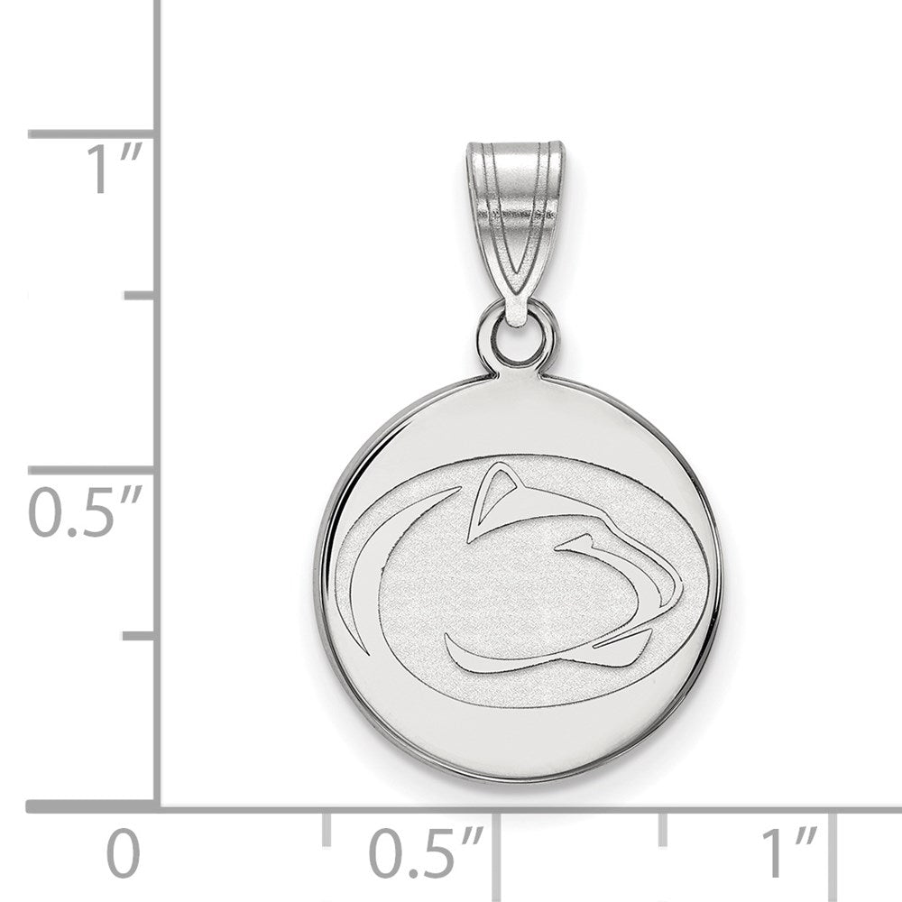 Sterling Silver Rhodium Plated Logoart Penn State University Lion Medium Disc Pendant